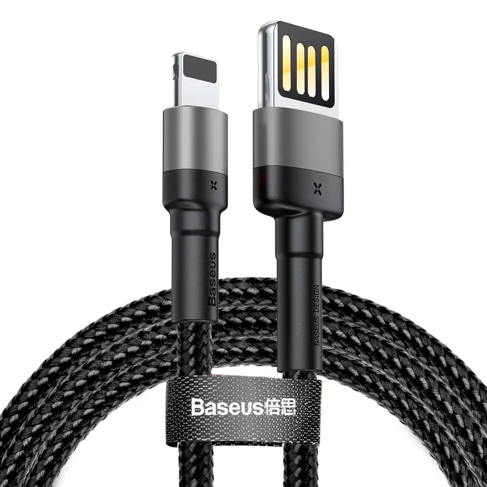 Baseus Cafule Lightning til USB-A (vendbar) 2,4A 1m - Grå/Svart