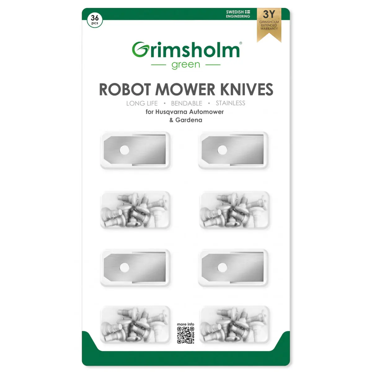 Grimsholm Kniver til Gardena/Husqvarna robotgressklipper – 36 stk