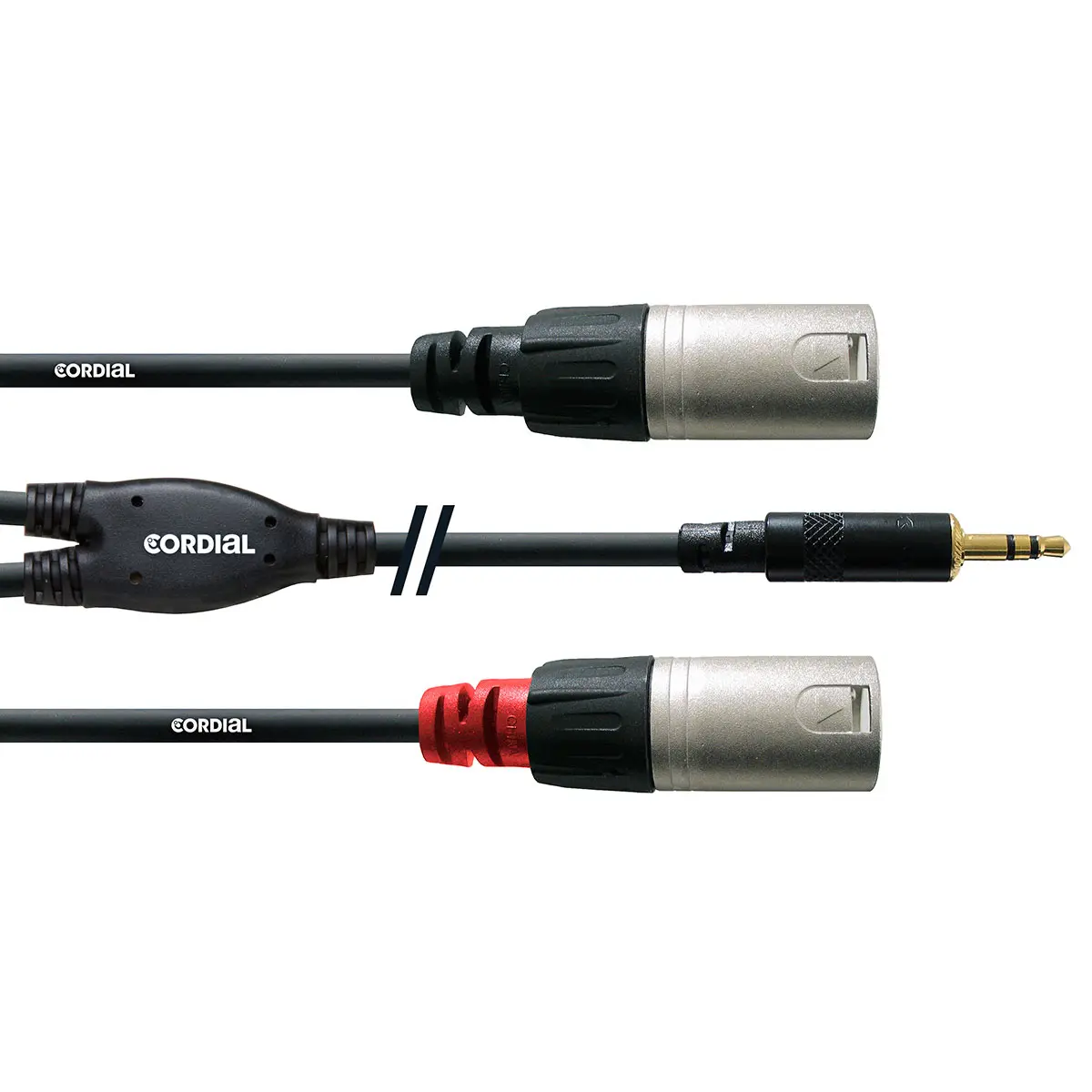 Cordial Jack til XLR-kabel stereo &ndash; 1,5m (3,5mm hann til 2x XLR hann)