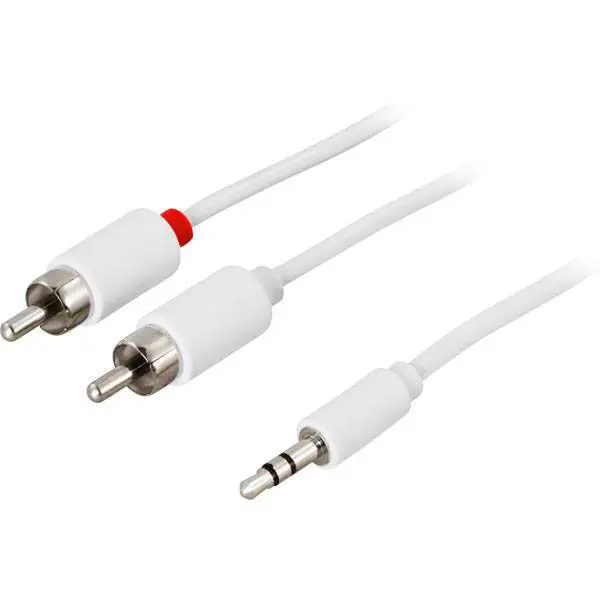 Deltaco Minijack til RCA kabel - 10 meter (Hvit)