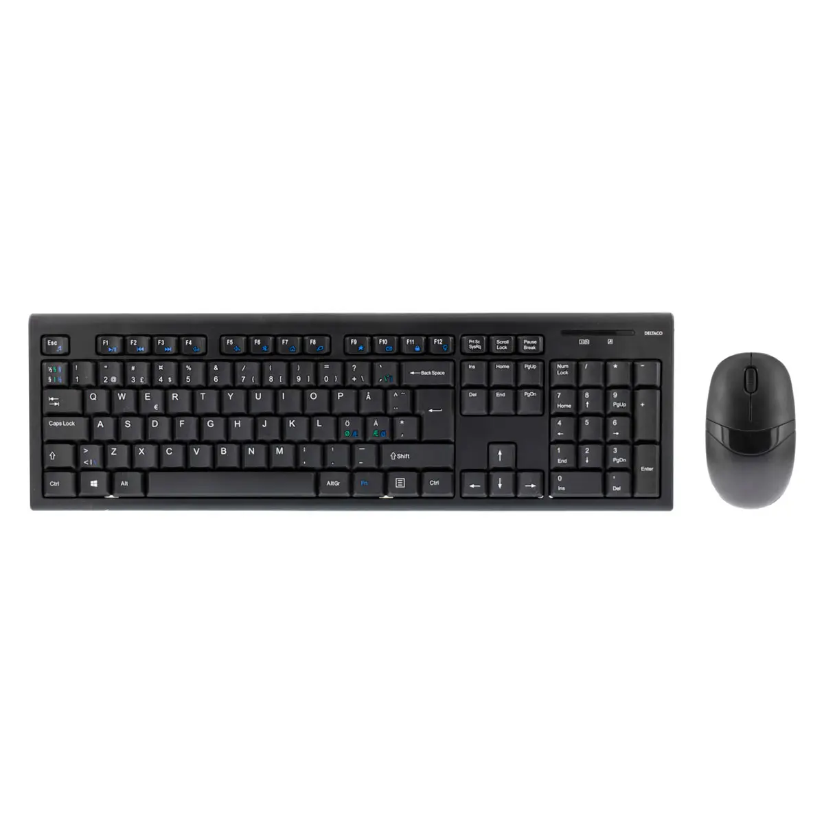 Deltaco trådløst tastatur og mus, svart