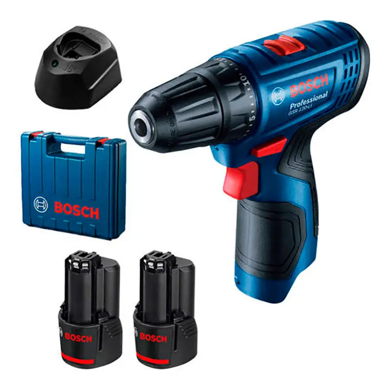 Bosch Professional GSR 120-Li 12V Drill med 2 batterier og lader