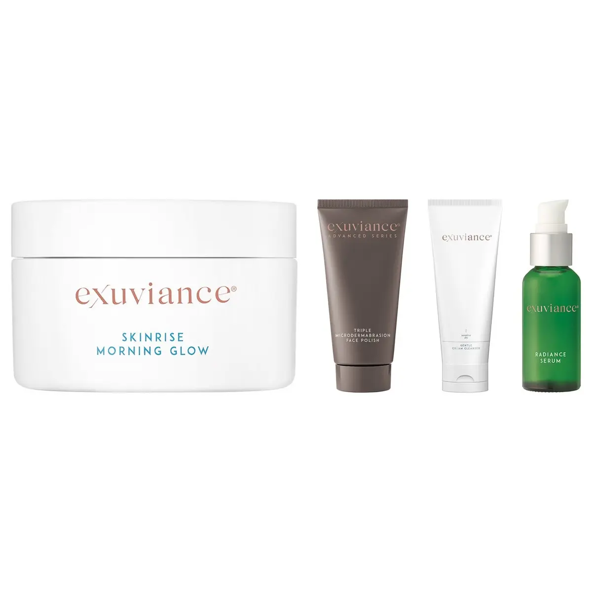 Exuviance Radiant Skin Starter Set Cleanser 212 Ml, Polish 75 G, Serum 30 Ml, Glow 36 Pcs