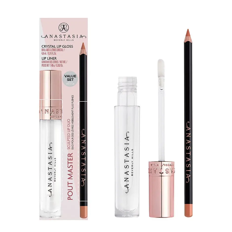 Anastasia Beverly Hills Pout Master Lip Duo Warm Taupe Lip Liner: 1.49 g & Crystal Lip Gloss: 4.8 ml 1 pcs