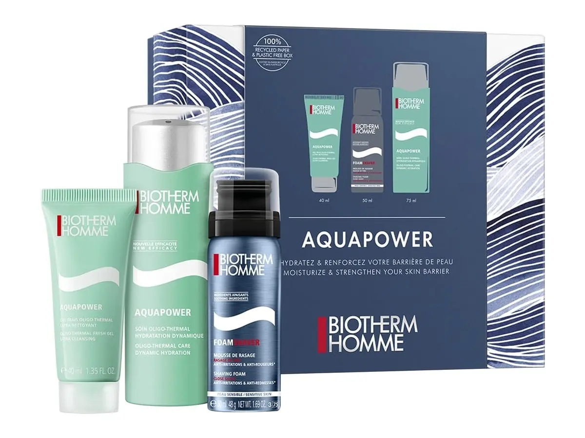Biotherm Aquapower Starter Kit Inneholder Aquapower hydration, Cleansing Gel og Shaving Foam
