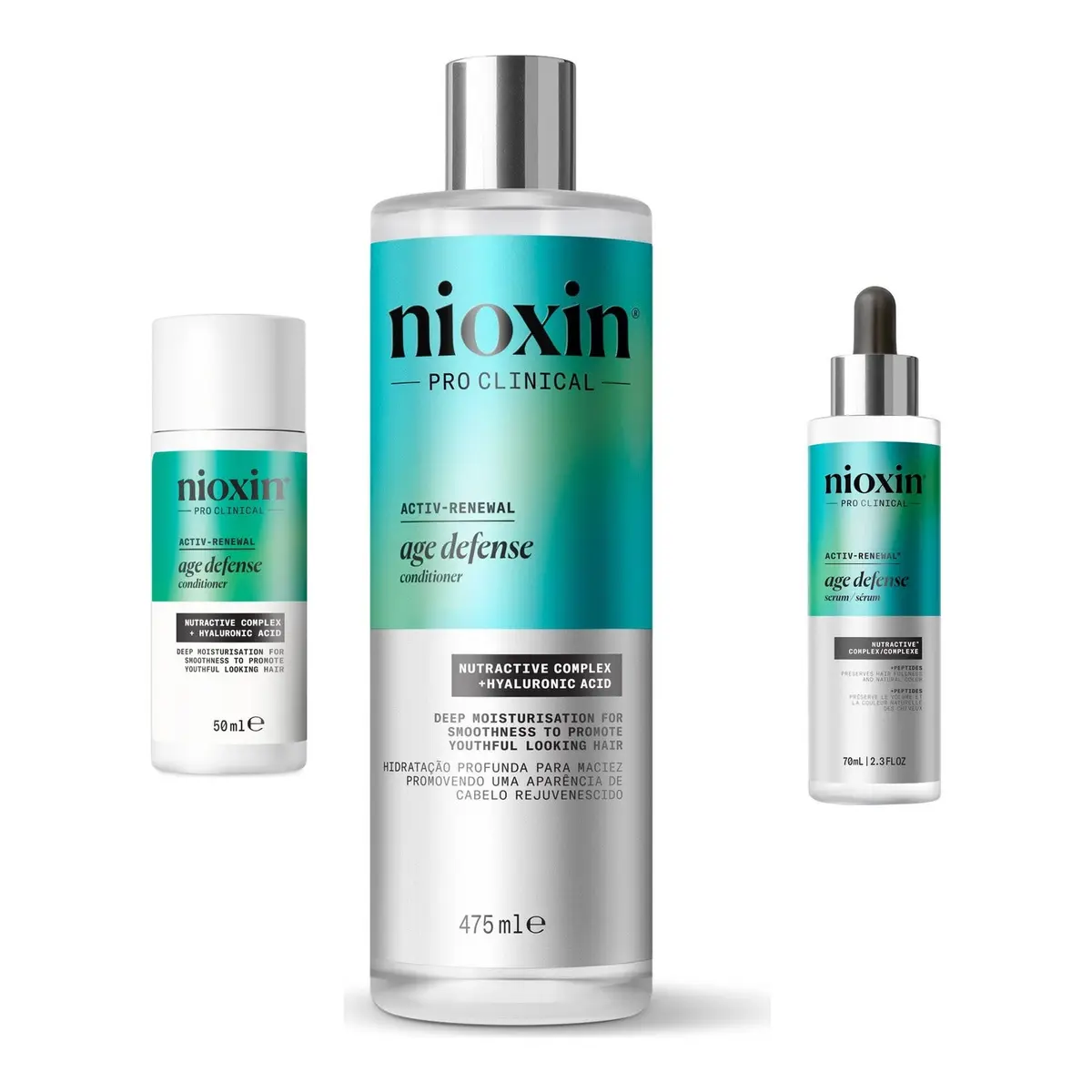 Nioxin Age Defense Hair & Scalp Starter Set Conditioner 50 ml & 475 Ml, Serum 70 ml 595 ml