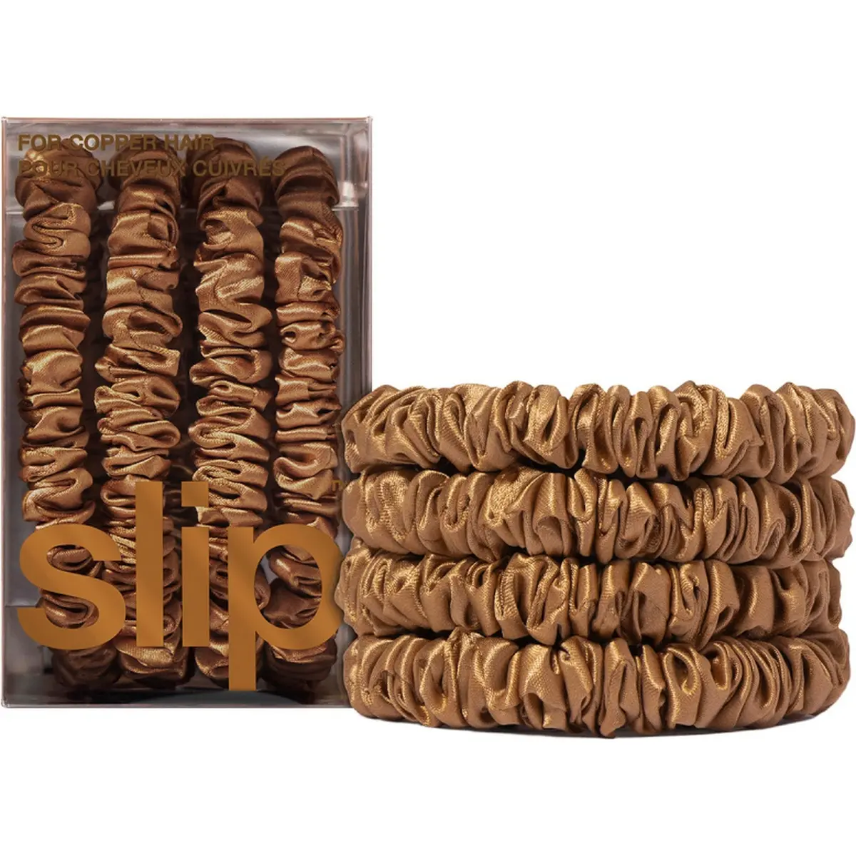 Slip Pure Silk Skinny Scrunchies Copper