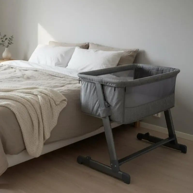 Tova bedside crib, grey