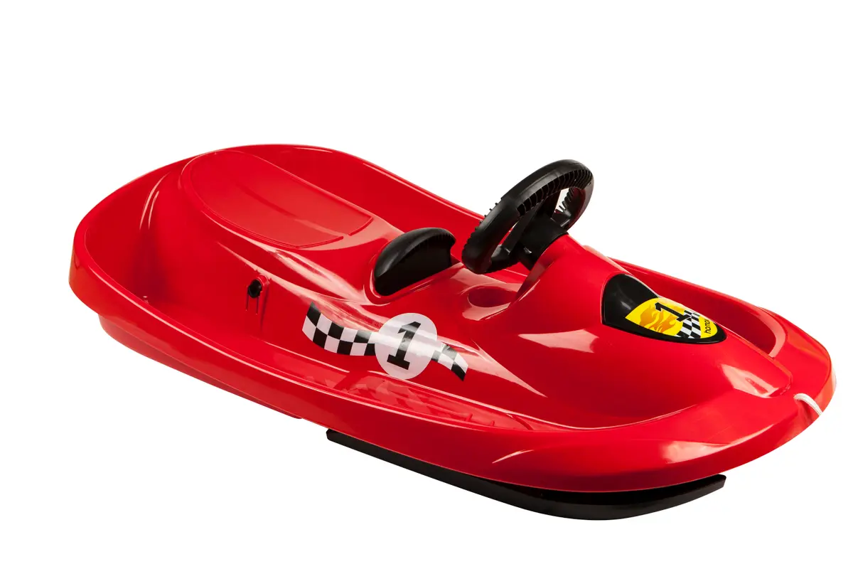 Hamax Sno Formel – Styrbart akebrett med ratt, red