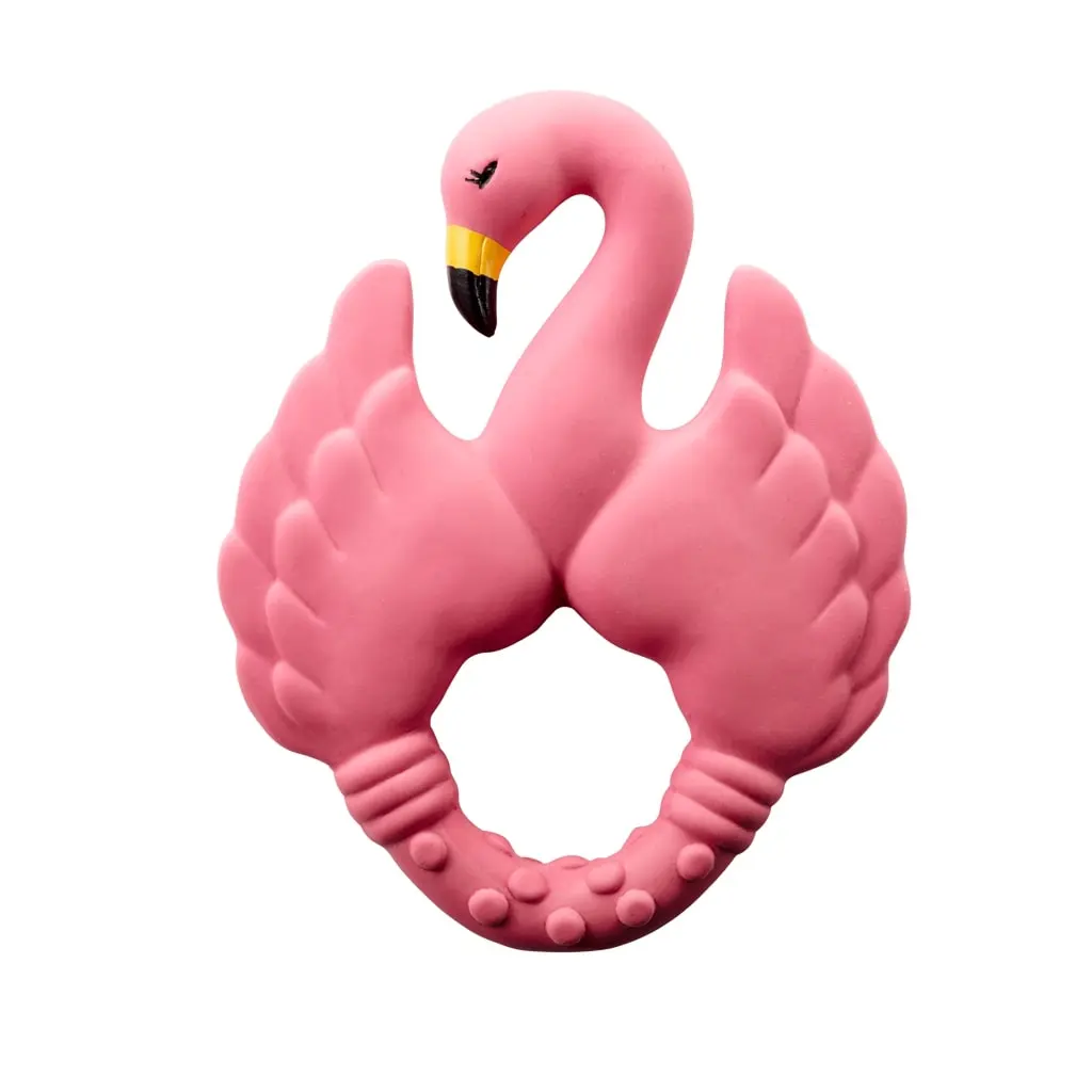 Biteleke i naturgummi, flamingo