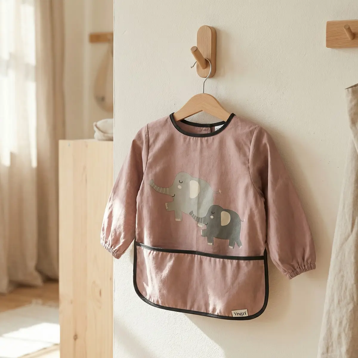 Langermet smekke med lomme, pink