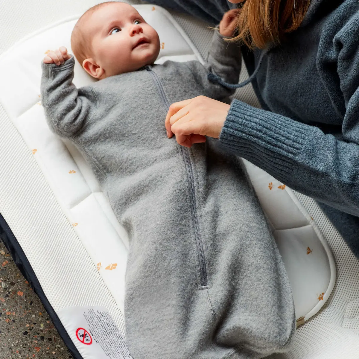 Ullpose – Myk og varm sovepose til baby, melangegrey, std