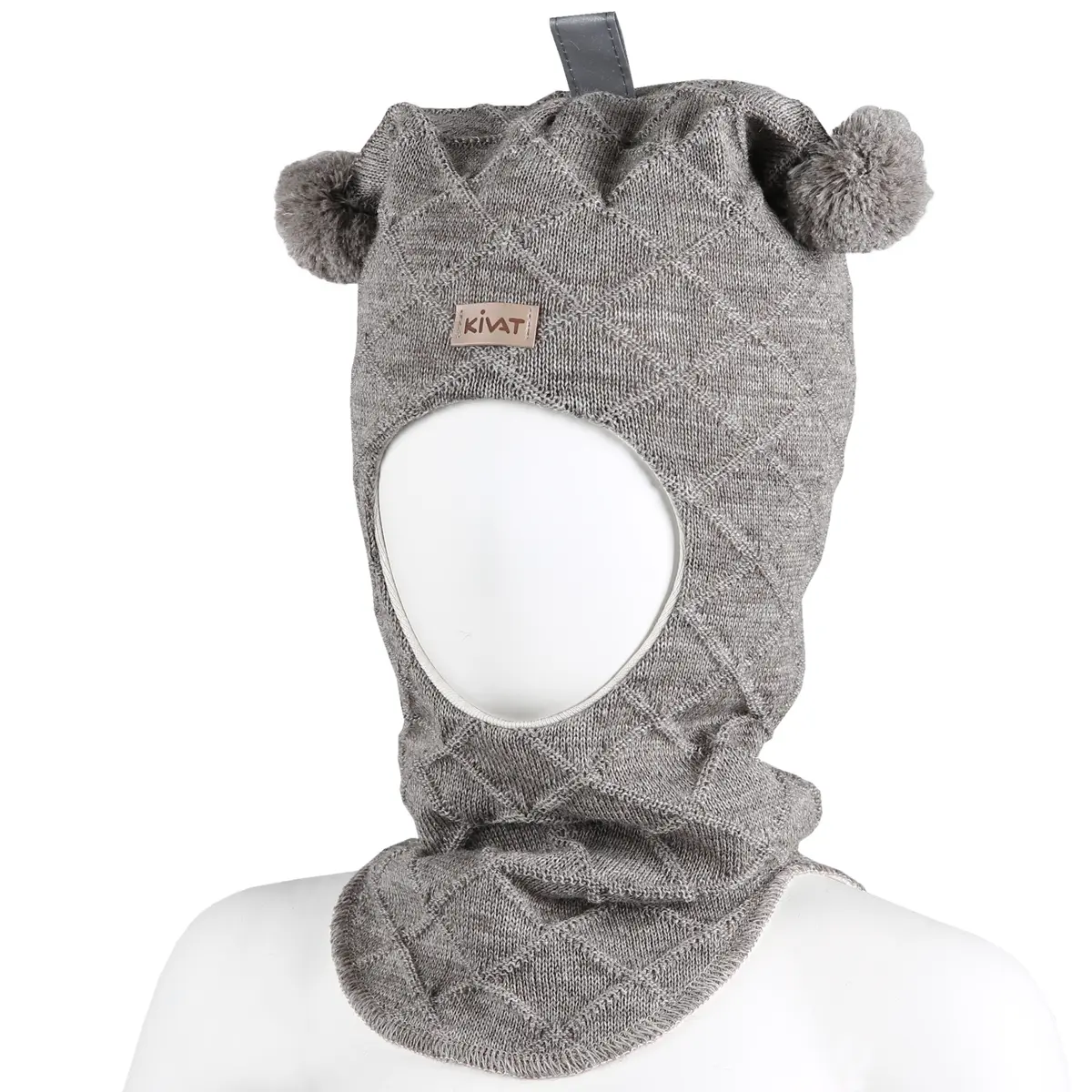 Kivat ull/bomull balaclava, beigemelert