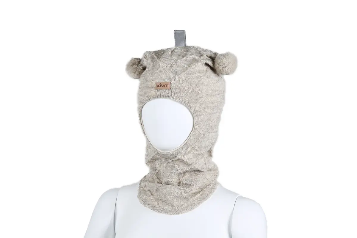 Kivat ull/bomull balaclava, sand
