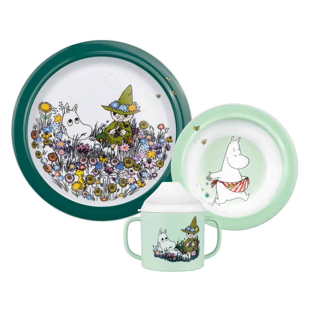 Mumin Eng Barnservise 3 deler, green