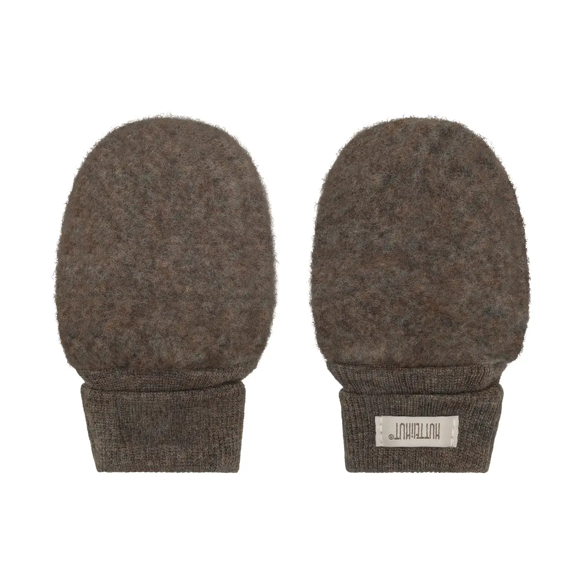 HutteliHut votter i merinoullfleece, brownmelange
