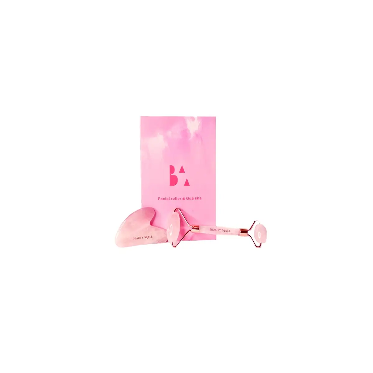 Beauty Mall Premium Rose Quartz Gua Sha & Roller Kit