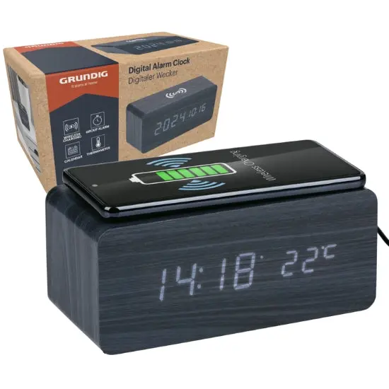 Grundig Vekkerklokke med Trådløs Lading