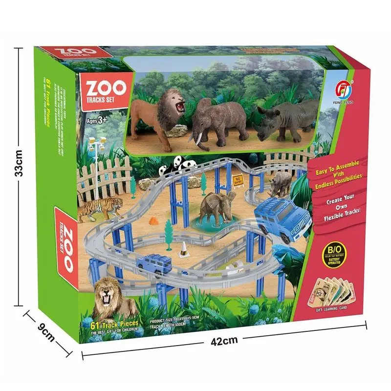 Bilbane Zoo med figurer og kjøretøy
