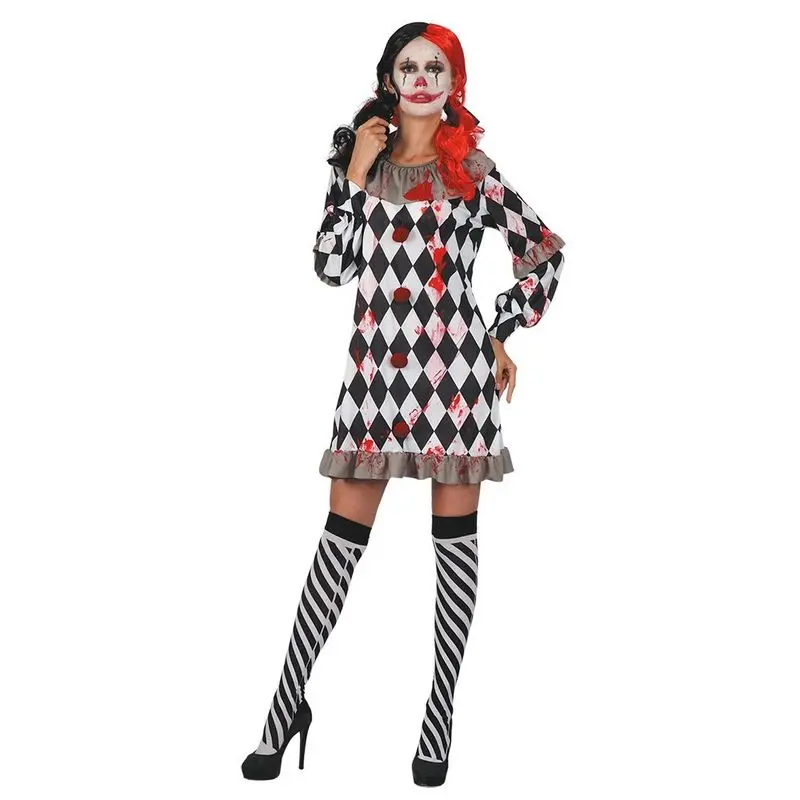 Creepy Clown dame kostyme størrelse ungdom 166 cm