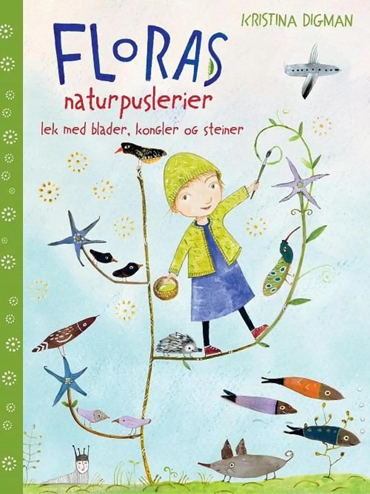 Floras naturpuslerier: lek med blader, kongler og steiner