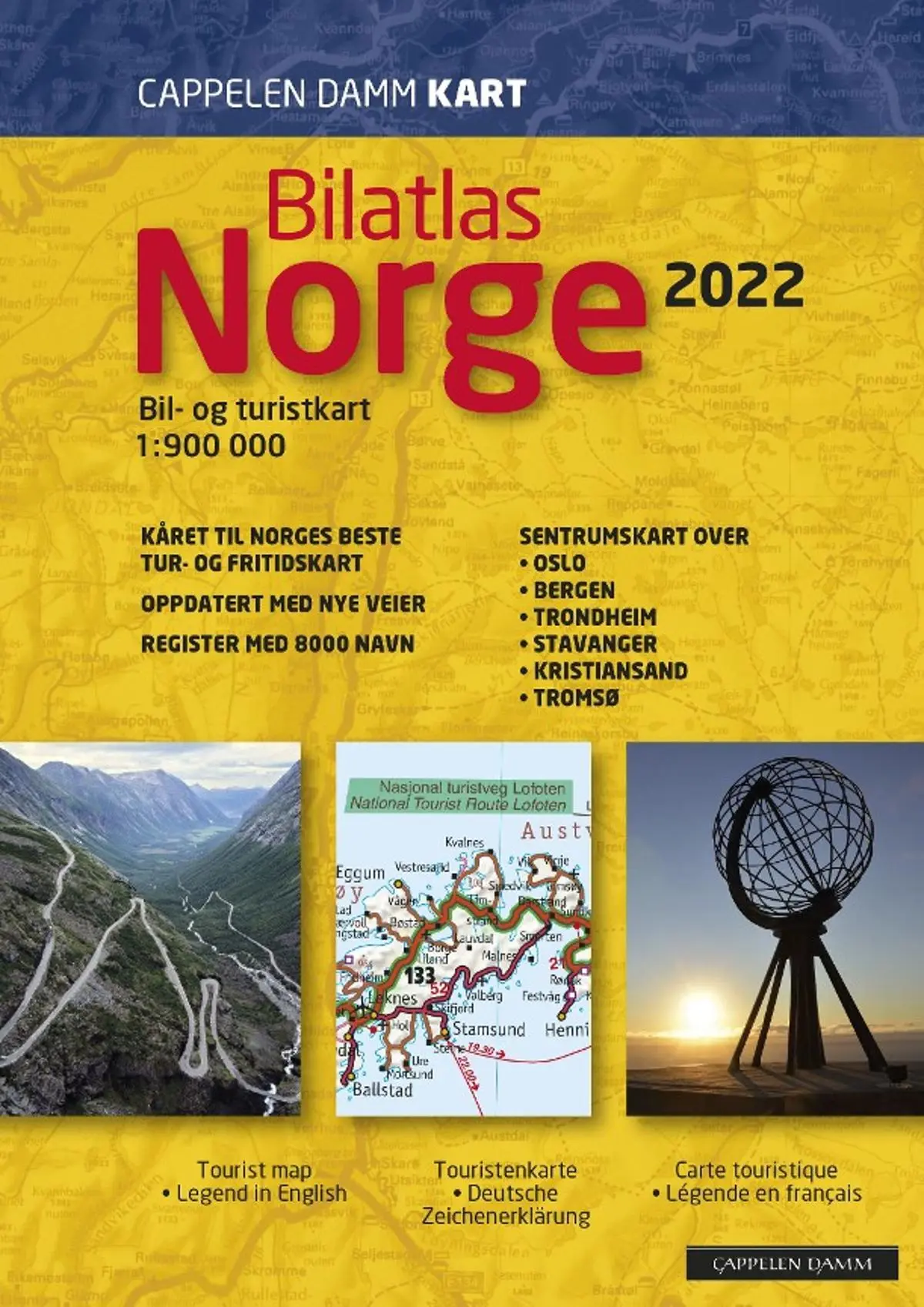Bilatlas Norge 2022: bil- og turistkart = tourist map = Touristenkarte = carte touristique
