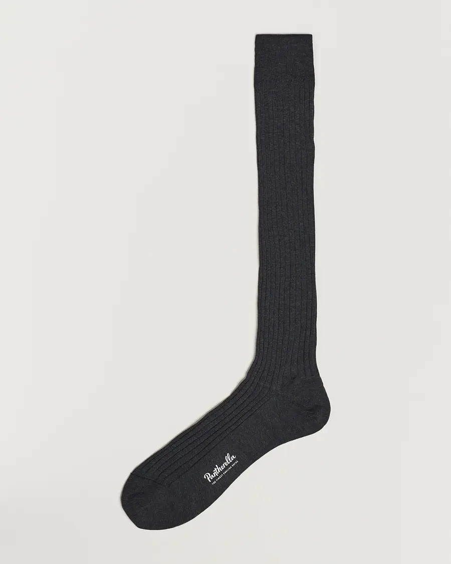 Pantherella Vale Cotton Long Socks Dark Grey