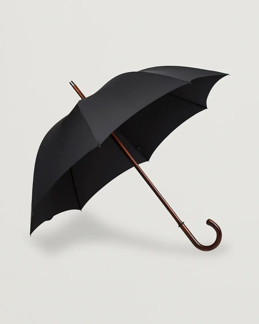 Fox Umbrellas Polished Cherrywood Solid Umbrella Black