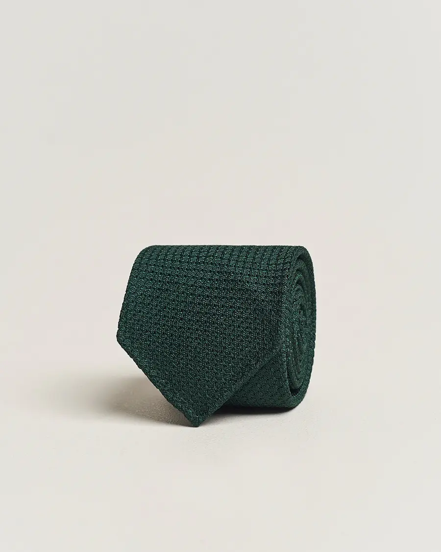 Drake's Large Knot Handrolled Grenadine Silk Tie Green
