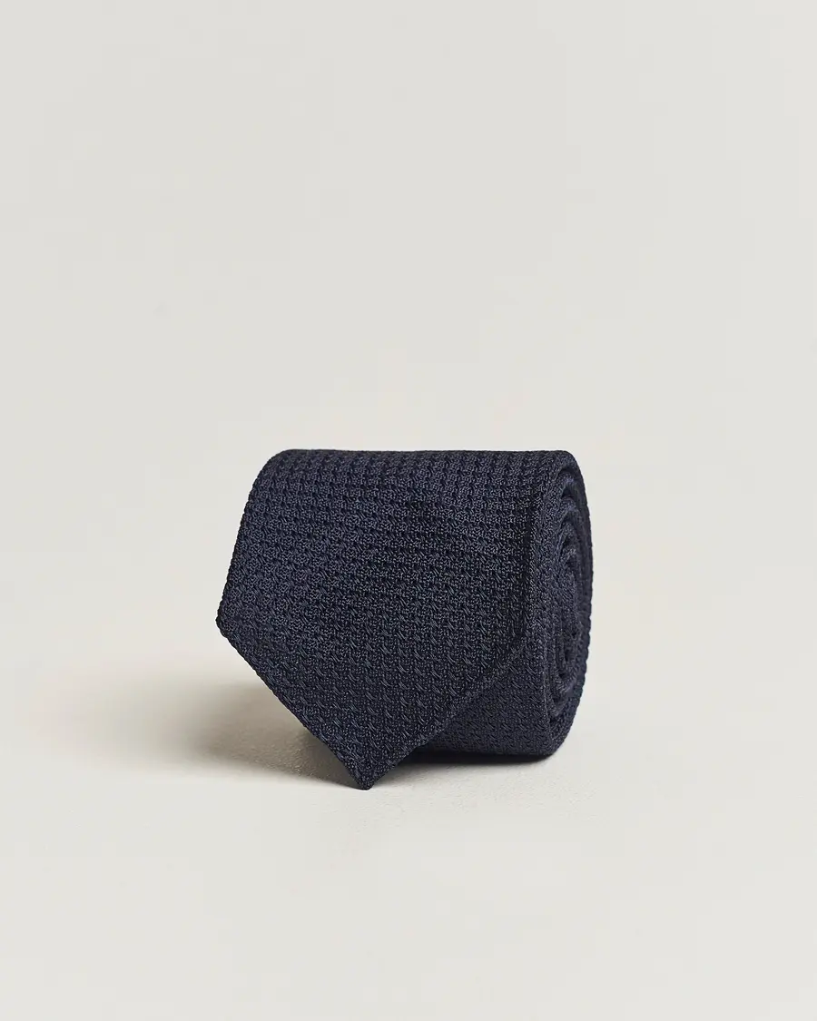 Drake'sLarge Knot Handrolled Grenadine Silk TieNavy