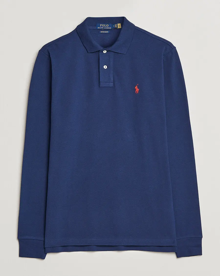 Polo Ralph Lauren Custom Slim Fit Long Sleeve Polo Newport Navy
