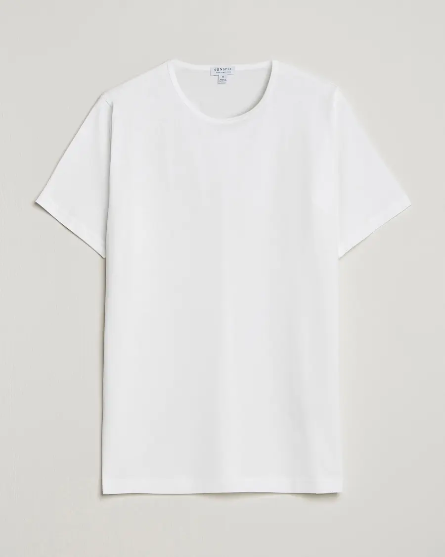 Sunspel Superfine Cotton Crew Neck T-Shirt White