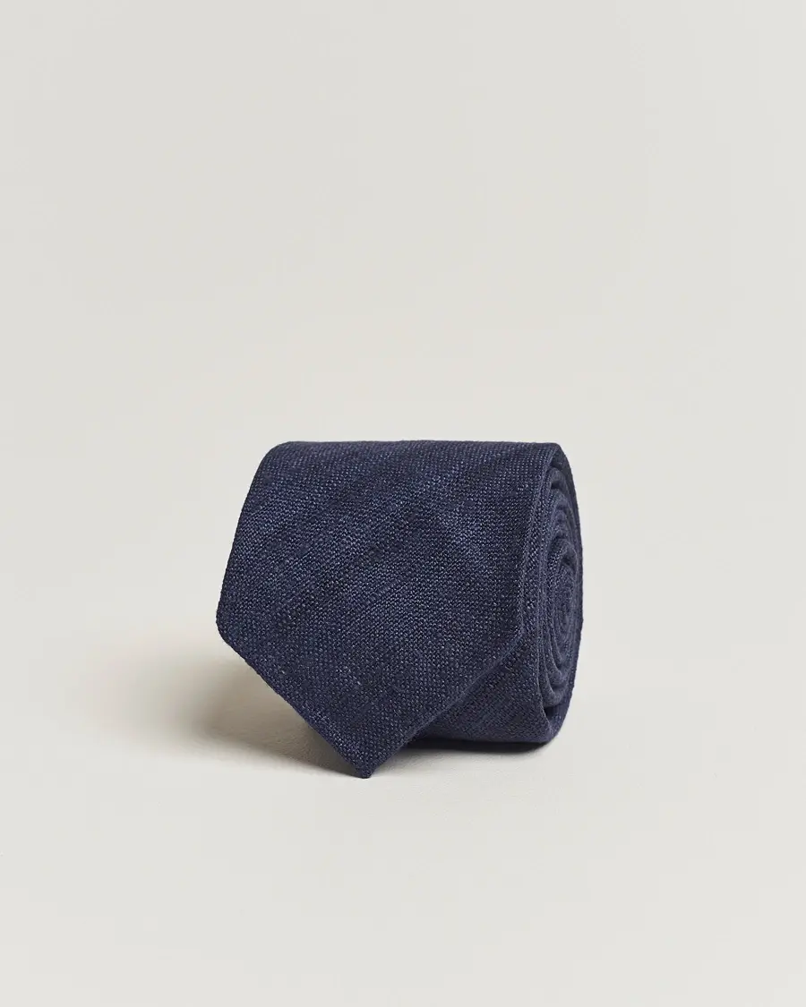 Drake'sSilk Tussah Handrolled TieNavy