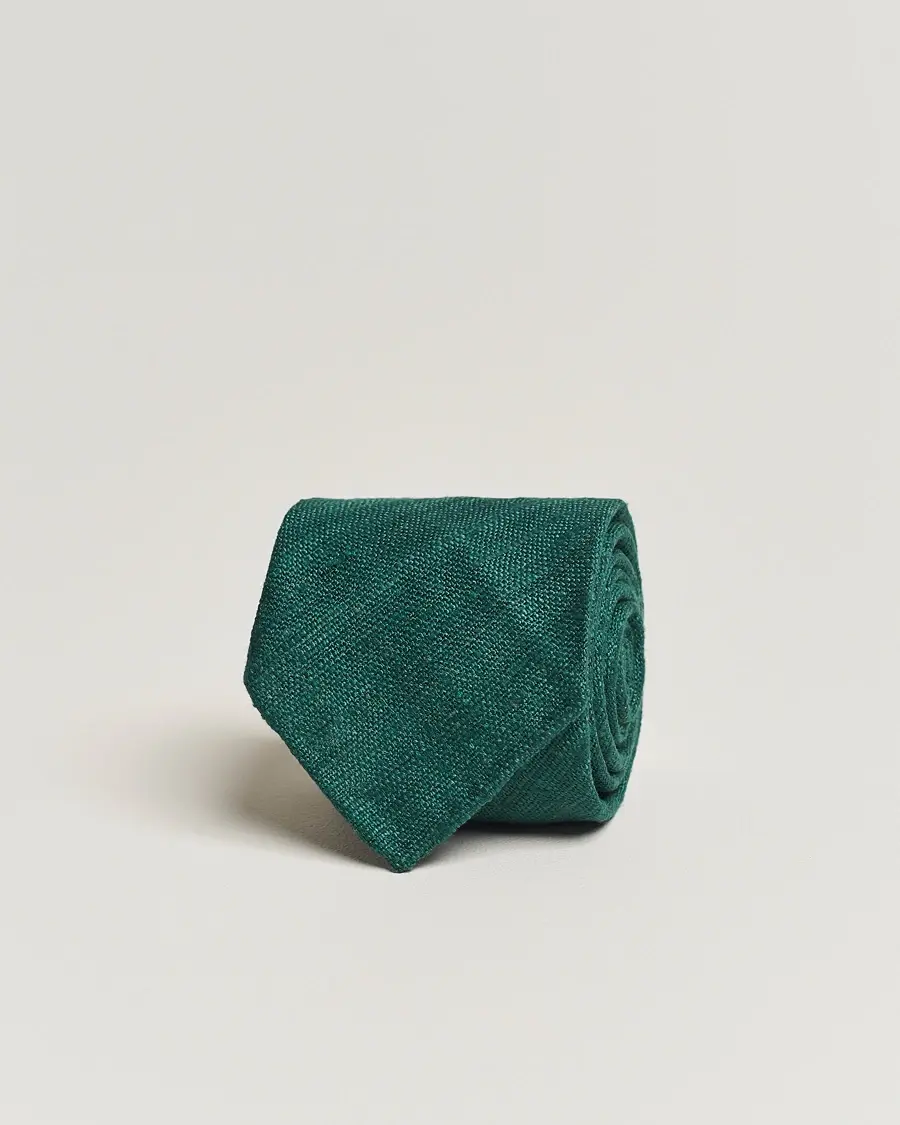 Drake's Silk Tussah Handrolled Tie Green