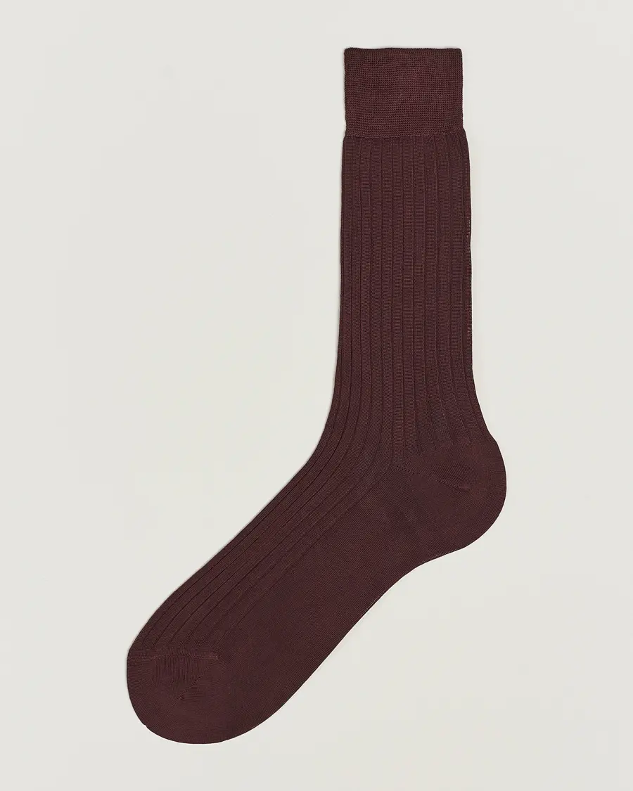 Bresciani Cotton Ribbed Short Socks Burgundy
