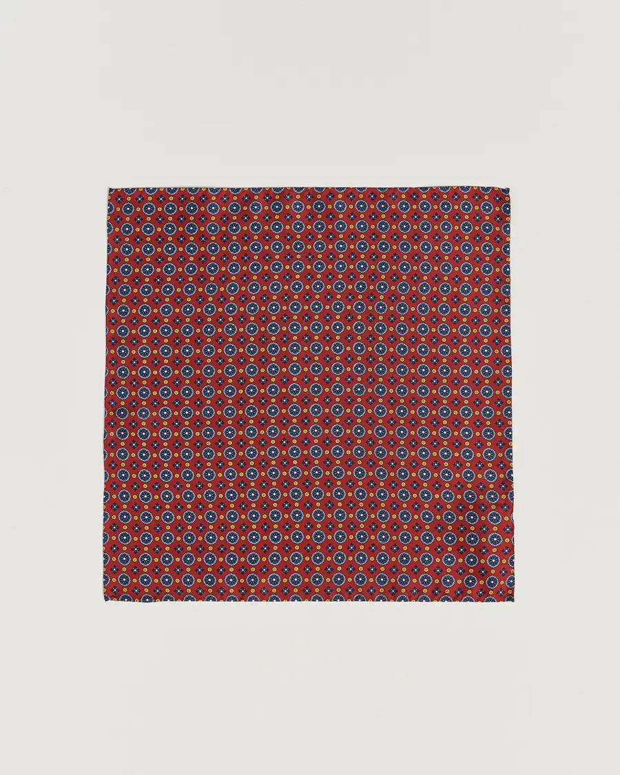Amanda Christensen Medallion Silk Pocket Square Wine Red