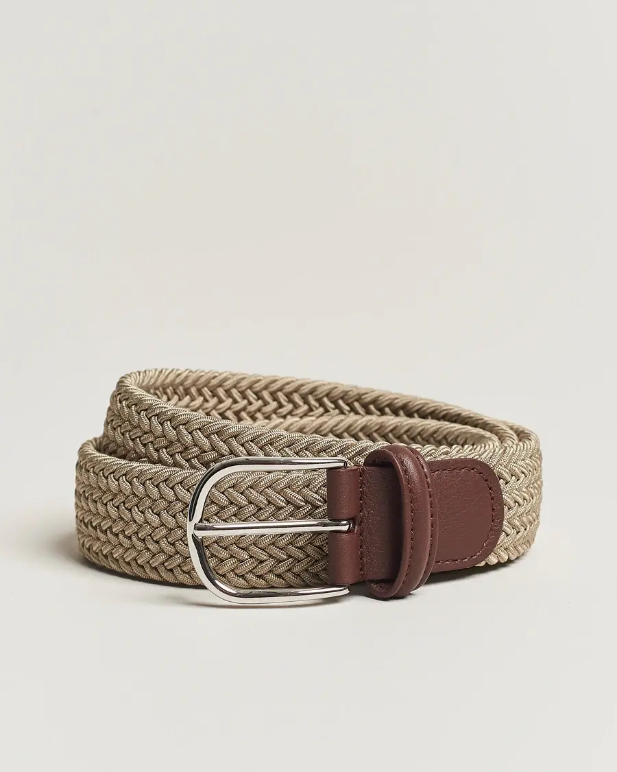 Anderson's Stretch Woven 3,5 cm Belt Beige