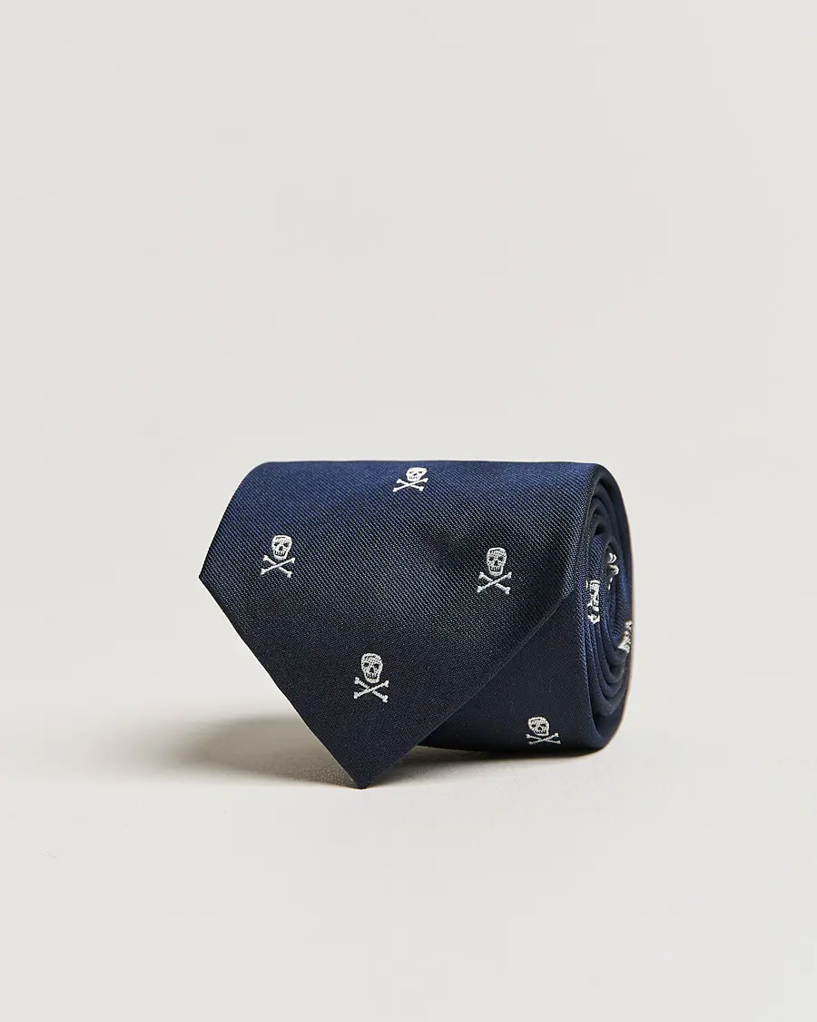 Ralph Lauren Purple LabelSkull & Crossbone Silk TieNavy