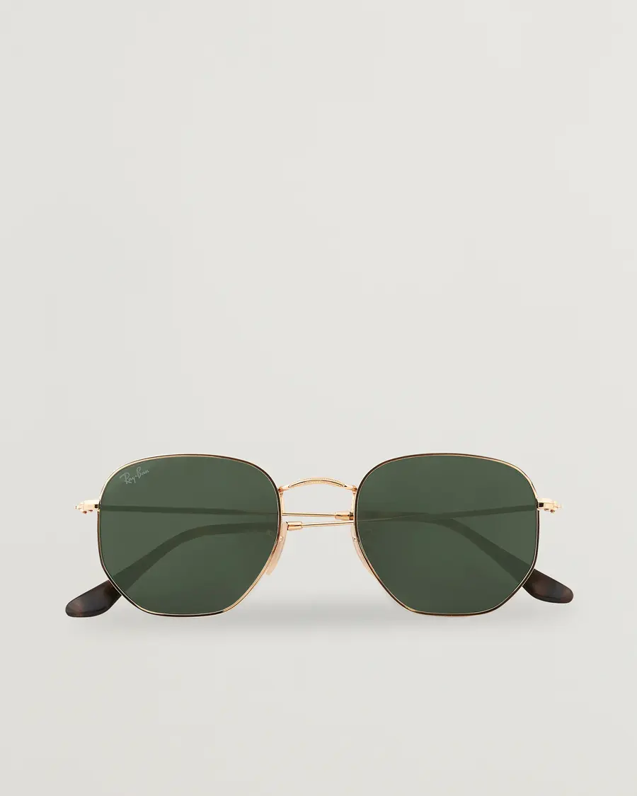 Ray-Ban 0RB3548N Hexagonal Sunglasses Gold/Green