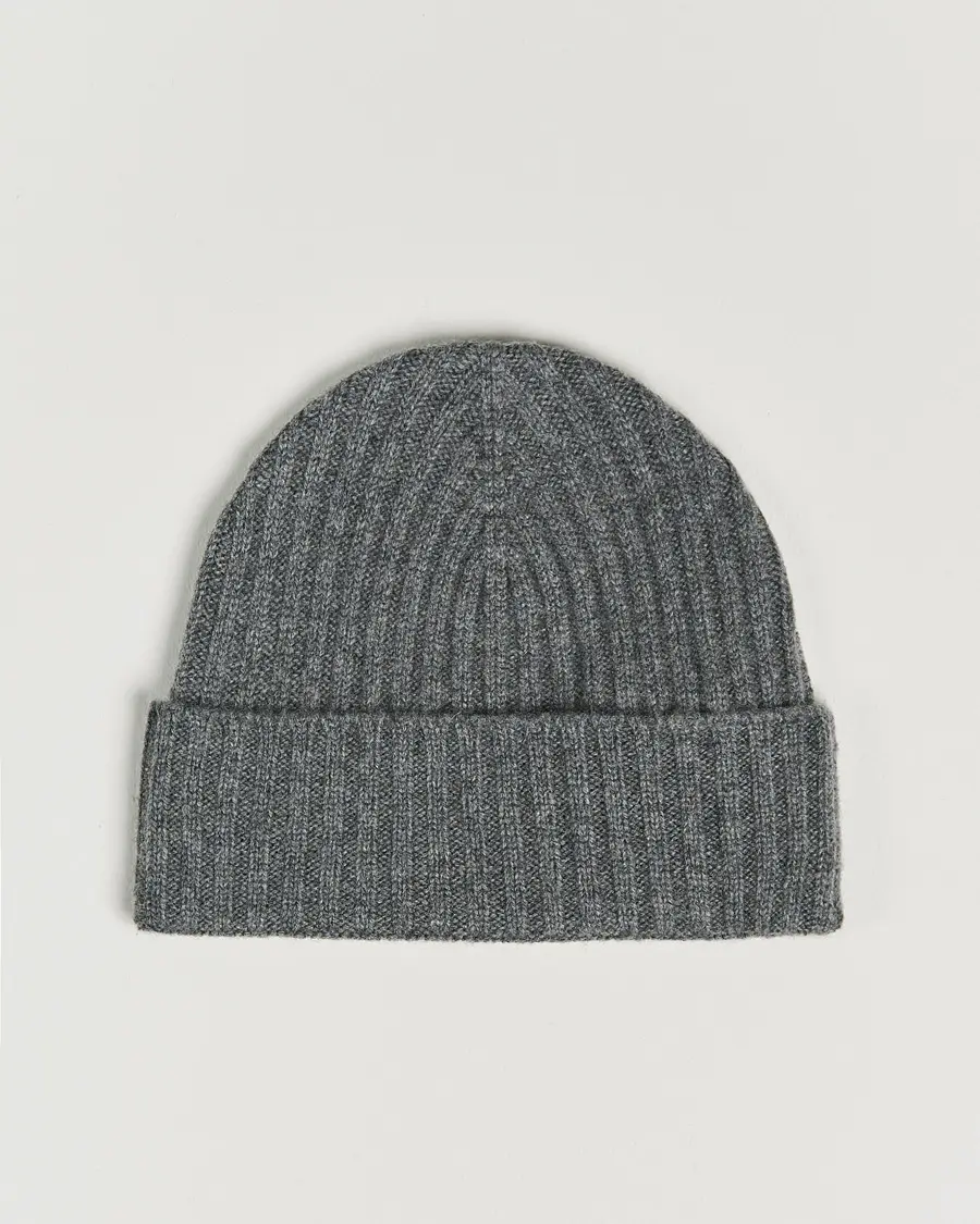 Amanda Christensen Rib Knitted Cashmere Cap Grey Melange