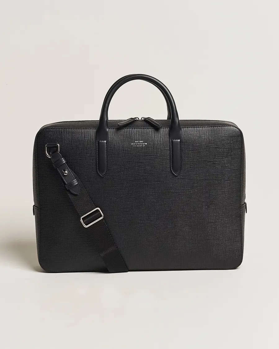Smythson Panama Lightweight Briefcase Black