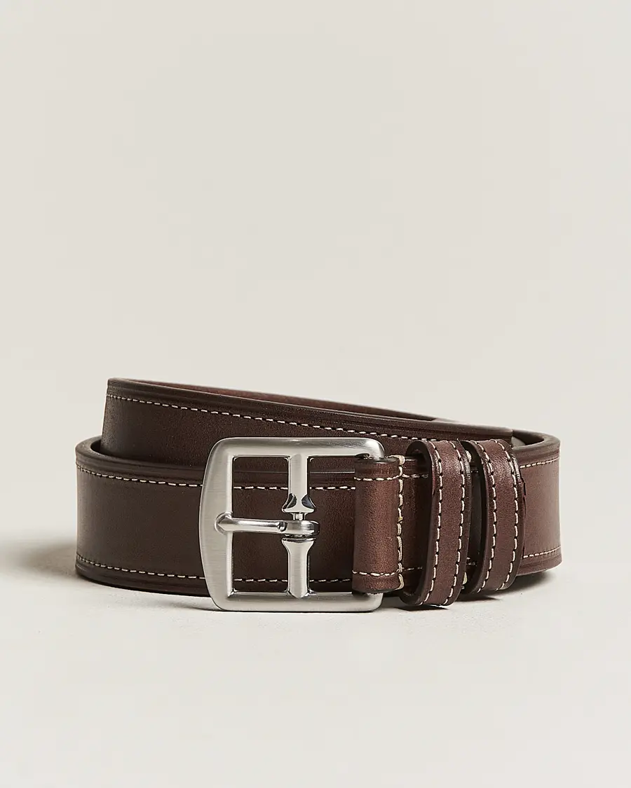 Anderson's Bridle Stiched 3,5 cm Leather Belt Brown