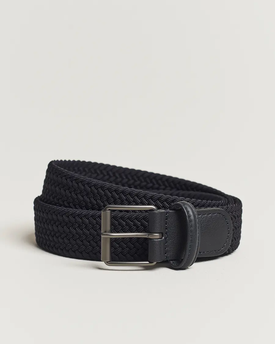 Anderson's Elastic Woven 3 cm Belt Navy