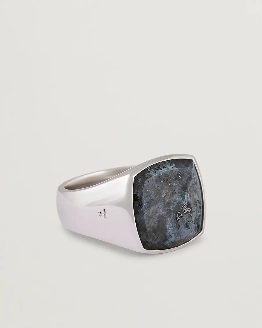 Tom Wood Cushion Larvikite Ring Silver
