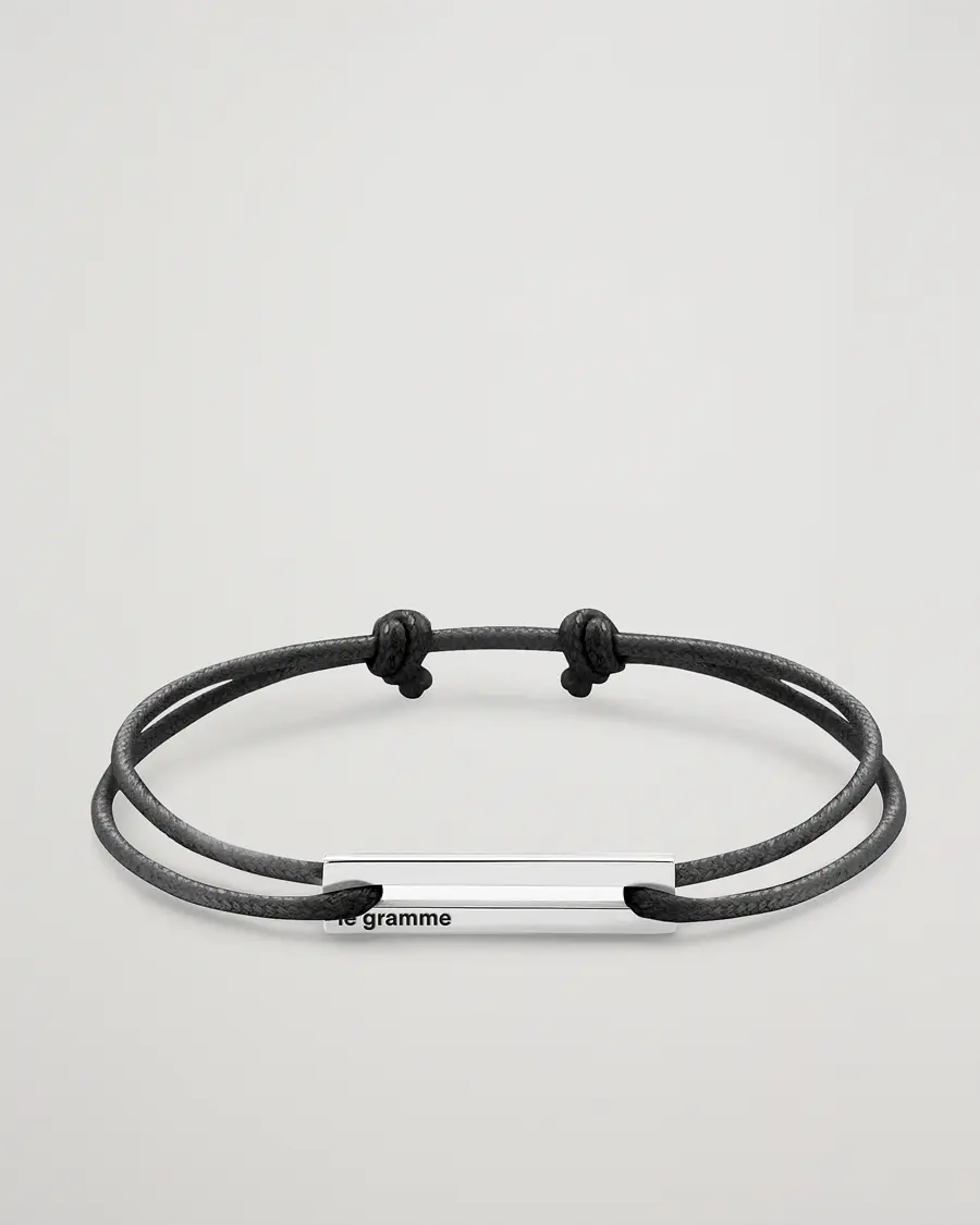 LE GRAMME Cord Bracelet Le 17/10 Black/Sterling Silver