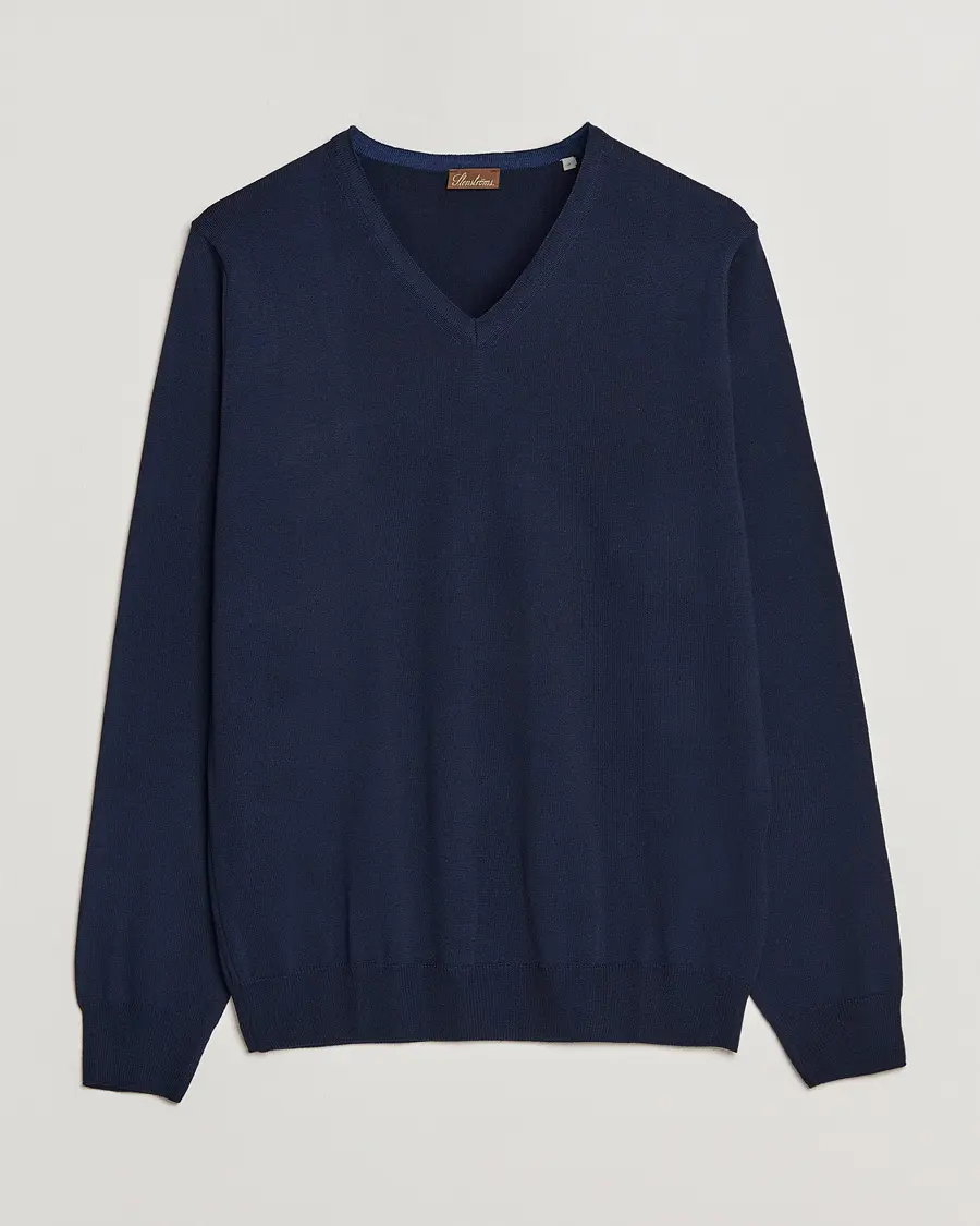 Stenströms Merino V-Neck Navy