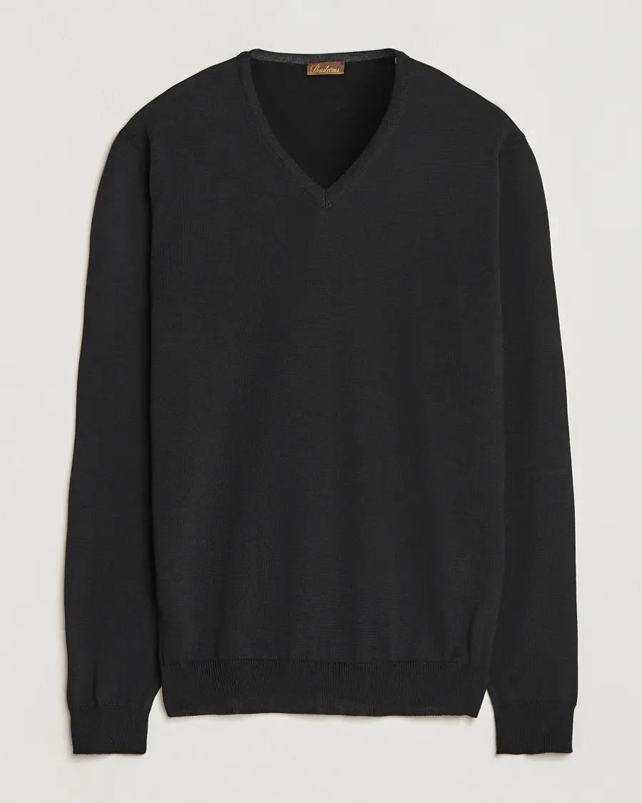 Stenströms Merino V-Neck Black