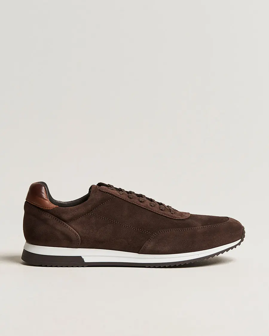Loake Shoemakers Bannister Running Sneaker Dark Brown Suede