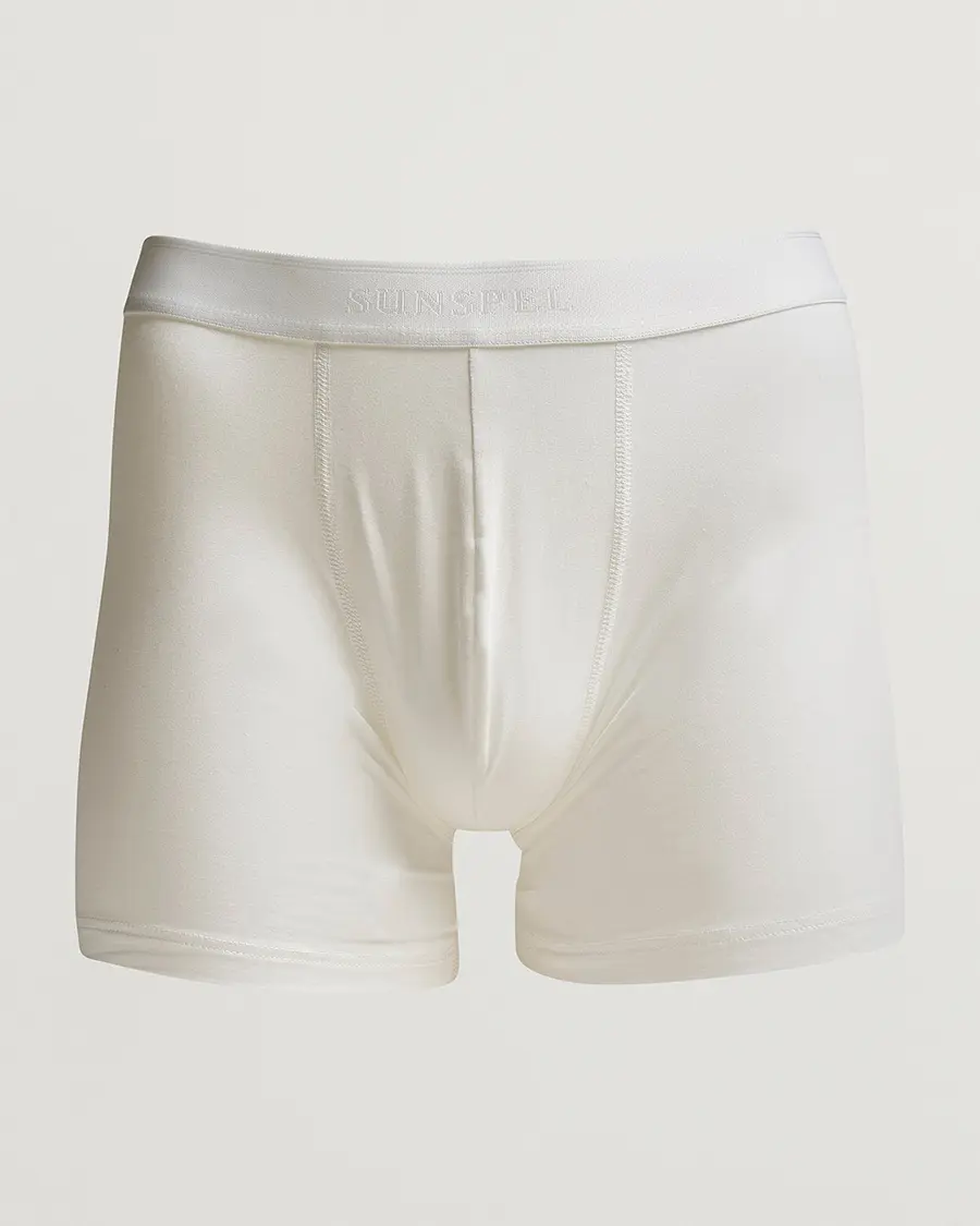 Sunspel Long Leg Cotton Stretch Trunk White
