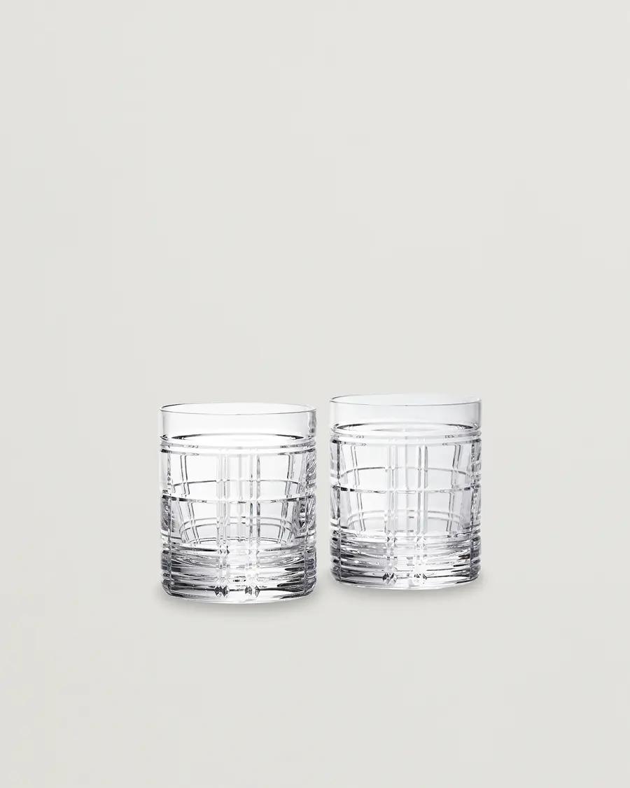 Ralph Lauren Home Hudson Plaid Crystal Glass 2pcs Clear
